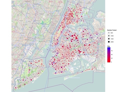 Carte de Matt Collette montrant la disparité des tests scolaires à NYC