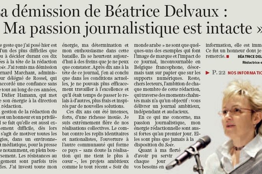Béatrice Delvaux stapt op als hoofdredactice bij Le Soir