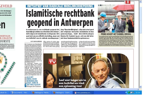 Het Laatste Nieuws ontdekte afgelopen weekend een islamitische rechtbank in Antwerpen
