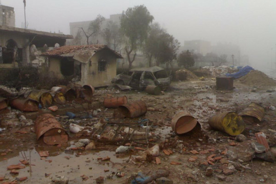Een kapot gebombardeerde wijk in Syrië. (Foto @samsomhoms)