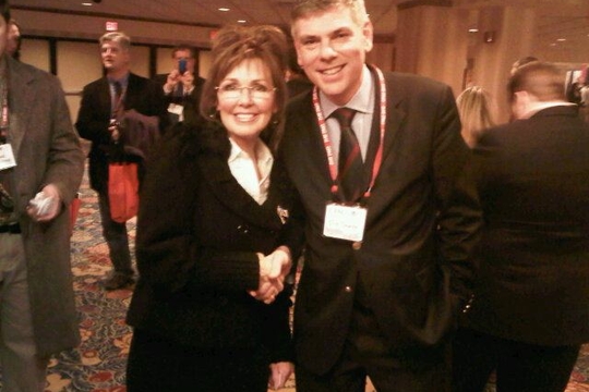 Filip Dewinter naast 'Sarah Palin'