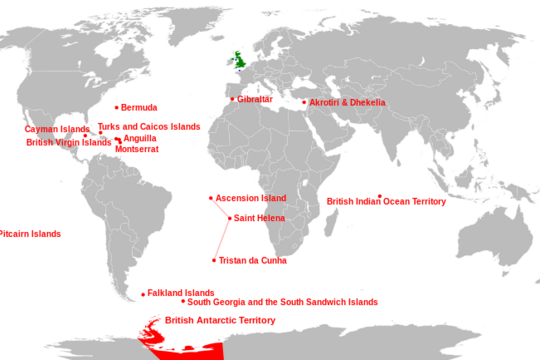 De Britse overzeese gebieden (Illustratie Richard Prins / Wikipedia)