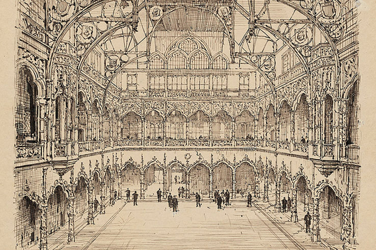 De Antwerpse Handelsbeurs in de 19e eeuw (Beeld: Gallerie Bassange)