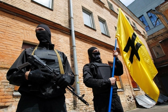 Leden van het Azovbataljon in Kiev (foto blog Anton Shekhovtsov)