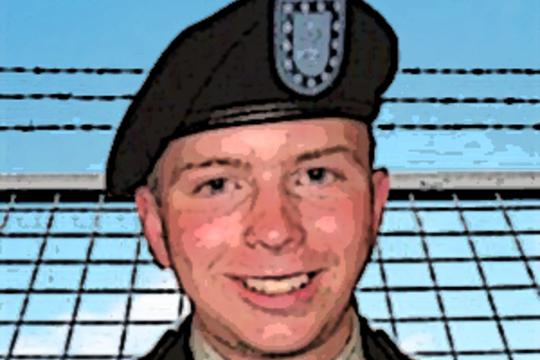 Een portret van Bradley Manning van het steunfonds Bradley Manning Support Network