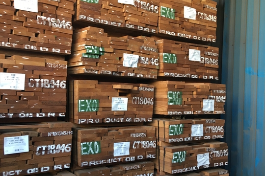 Sawn wood bis from DRC for Exott timber in port of Antwerp January 2019