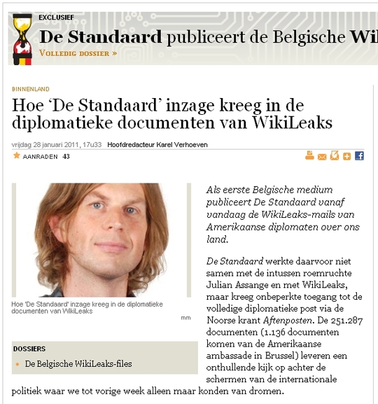 Hoofdredacteur Karel Verhoeven legt (niet) uit hoe De Standaard aan Wikileaks documenten komt