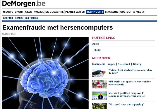 De Morgen en Het Laatste Nieuws hebben weet van hersencomputers waarop studenten mentale aantekeningen kunnen maken