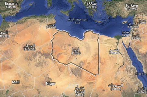 Capture d'écran de la carte de la Libye sur Google Map