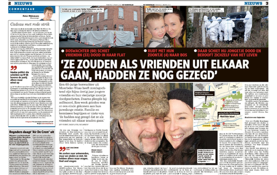 Het Nieuwsblad, pagina's 2 en 3, maandag 6 januari 2014