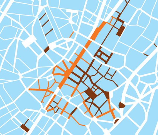 Fig. 1. De centrale voetgangerszone in de stad Brussel.